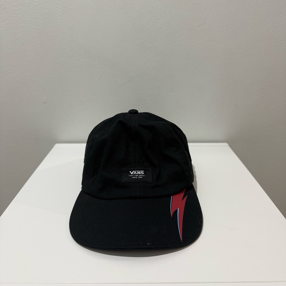 Vans Black Hat with Red Lightning Design